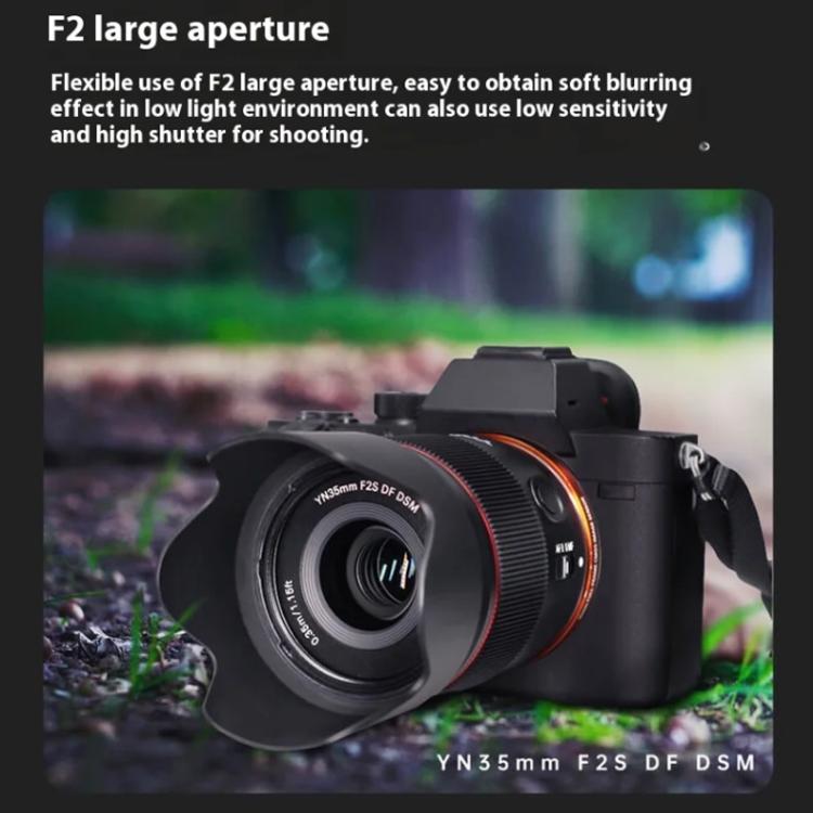 YONGNUO YN35mm F2S DF DSM Wide-Angle Prime Lens for Sony E-mount Full-frame  - Black
