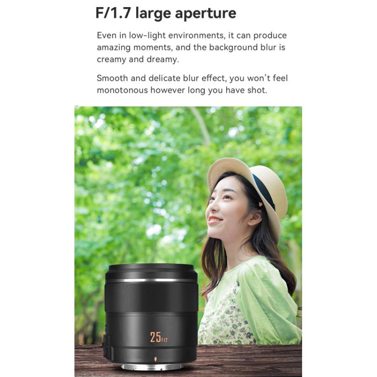YONGNUO YN25mm F1.7M STM M4/3 Mount Lens for Panasonic / Olympus  - Black