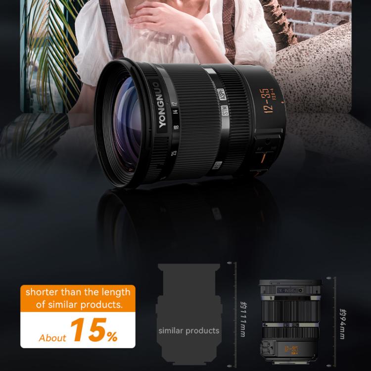 YONGNUO YN12-35mm F2.8-4M M4/3 Mount Standard Zoom Lens with Macro Function  - Black