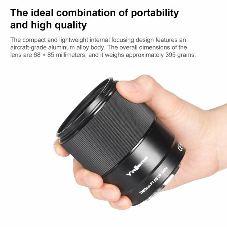 YONGNUO YN50mm F1.8S DF DSM Full Frame Auto Focus Standard Prime Lens for Sony E-mount Mirrorless Cameras  - Black