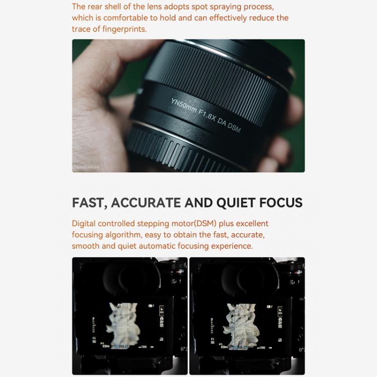 YONGNUO YN50mm F1.8X DA DSM APS-C Frame Standard Prime Lens for FUJIFILM X-mount Mirrorless Cameras  - Black