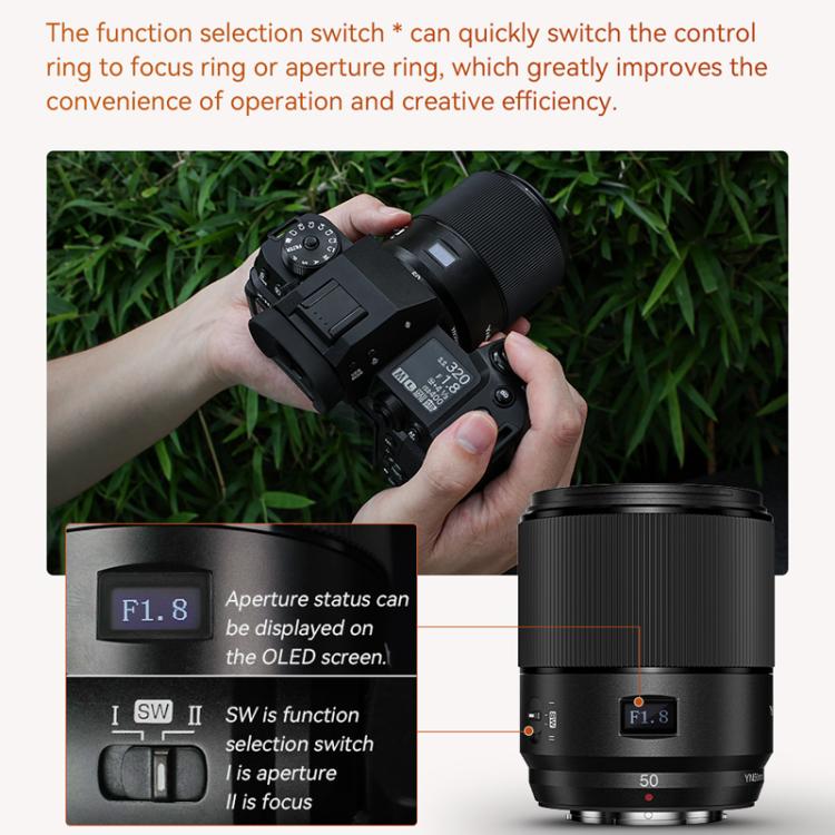 YONGNUO YN50mm F1.8X DA DSM Pro APS-C Frame Standard Prime Lens for FUJIFILM X-mount Mirrorless Cameras  - Black