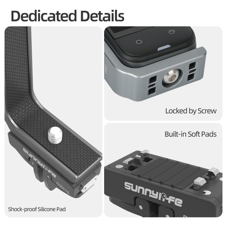 For Insta360 X5 / X4 Sunnylife L-Type Vertical-Horizontal Magnetic Mount with DZ015 Magnetic Adapter Quick Release Mount Adapter Stand  - Grey
