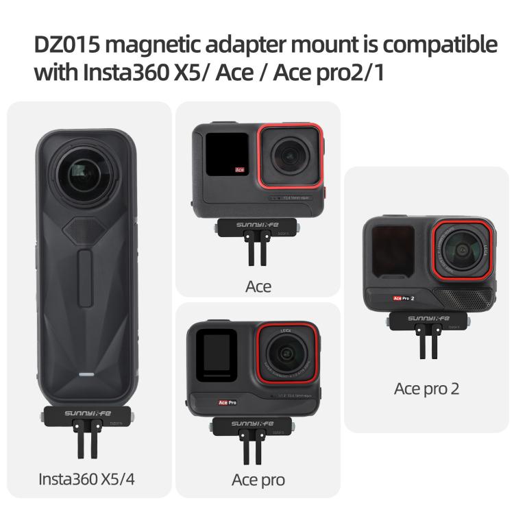 For Insta360 X5 / X4 Sunnylife L-Type Vertical-Horizontal Magnetic Mount with DZ015 Magnetic Adapter Quick Release Mount Adapter Stand  - Grey