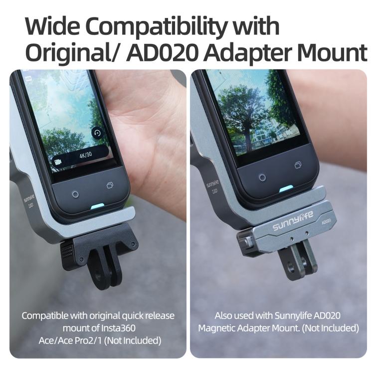For Insta360 X5 / X4 Sunnylife L-Type Vertical-Horizontal Magnetic Mount with DZ015 Magnetic Adapter Quick Release Mount Adapter Stand  - Grey