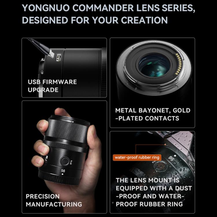 YONGNUO YN56mm F1.4Z DA DSM WL Pro APS-C Frame Lens with Remote Control for Nikon Z-mount  - Black