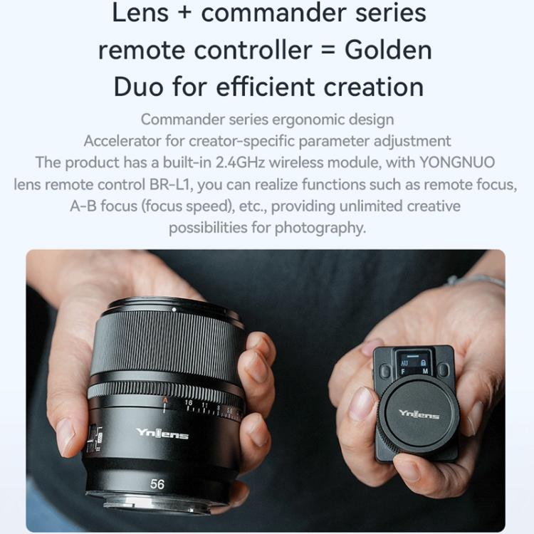 YONGNUO YN56mm F1.4S DA DSM WL Pro APS-C Frame Lens with Remote Control for Sony E-mount  - Black