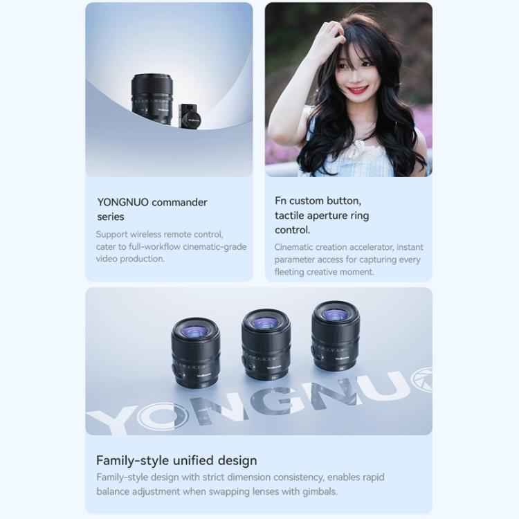 YONGNUO YN56mm F1.4S DA DSM WL Pro APS-C Frame Lens with Remote Control for Sony E-mount  - Black