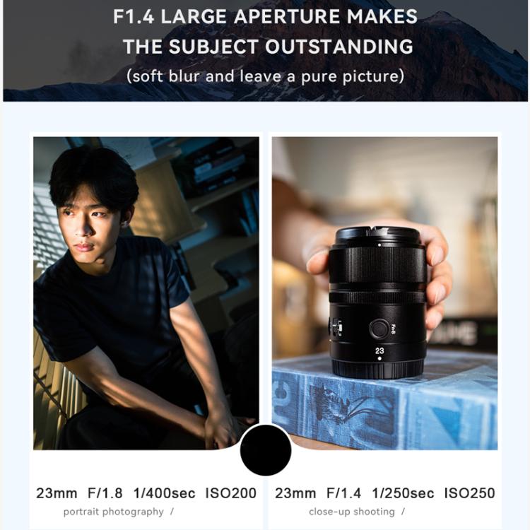 YONGNUO YN23mm F1.4Z DA DSM WL Pro APS-C Frame Lens with Remote Control for Nikon Z-mount  - Black