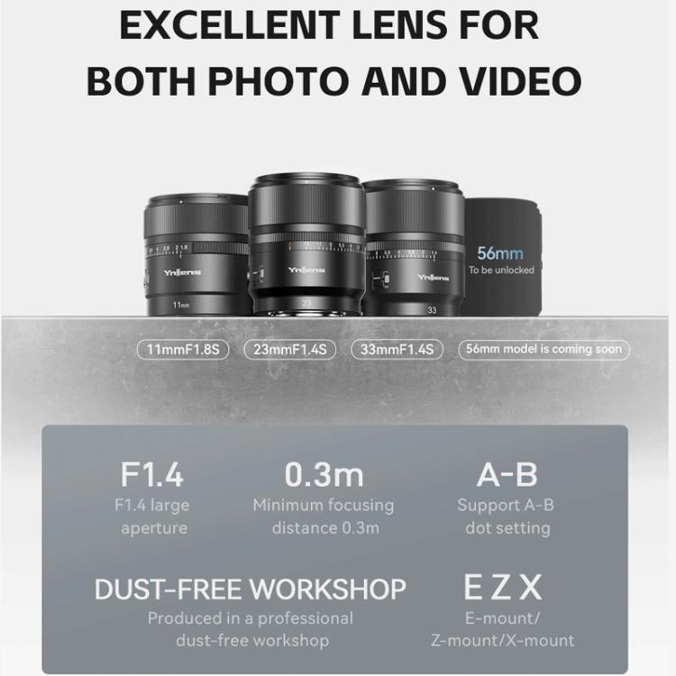 YONGNUO YN23mm F1.4S DA DSM WL Pro APS-C Frame Lens with Remote Control for Sony E-mount  - Black