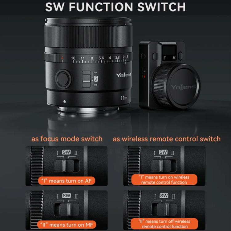 YONGNUO YN11mm F1.8S DA DSM WL APS-C Frame Ultra Wide Angle Lens with Remote Control for Sony E-mount  - Black