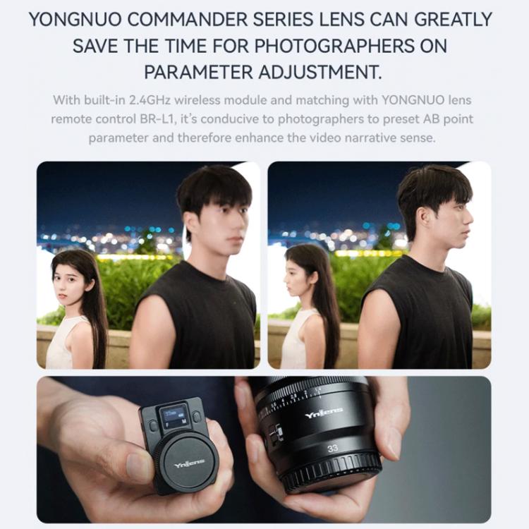 YONGNUO YN33mm F1.4S DA DSM WL Pro APS-C Frame Lens with Remote Control for Sony E-mount  - Black