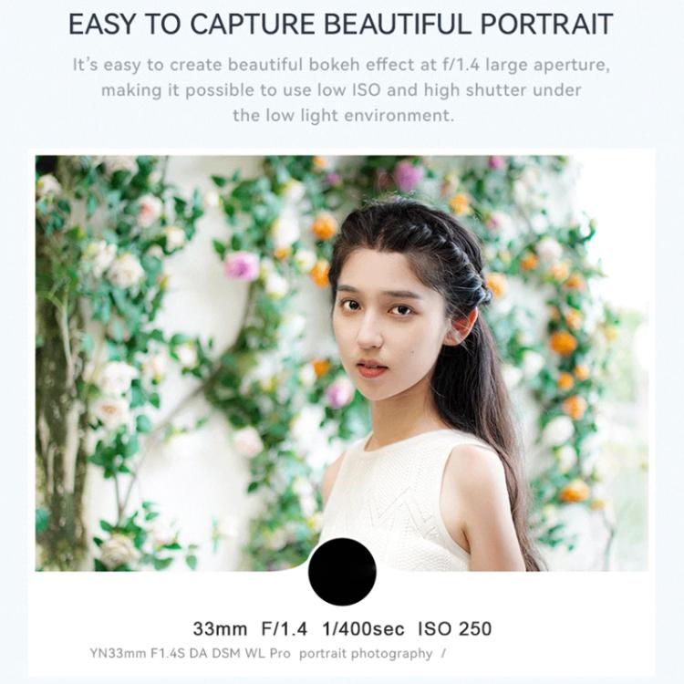 YONGNUO YN33mm F1.4S DA DSM WL Pro APS-C Frame Lens with Remote Control for Sony E-mount  - Black