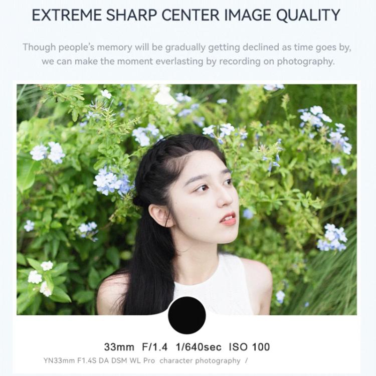 YONGNUO YN33mm F1.4S DA DSM WL Pro APS-C Frame Lens with Remote Control for Sony E-mount  - Black