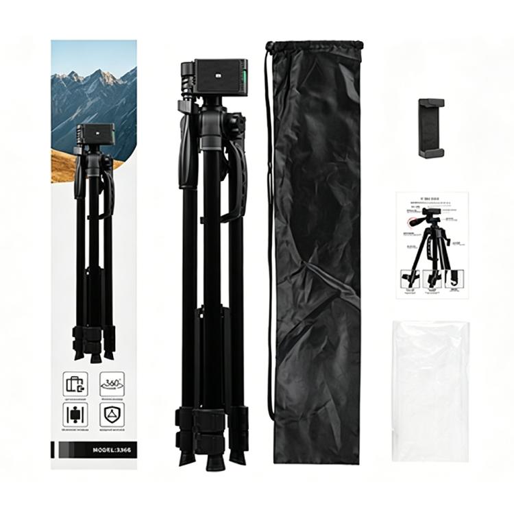 3366 1.4m Portable Phone Live Selfie Tripod DV SLR Camera Stand  - Black