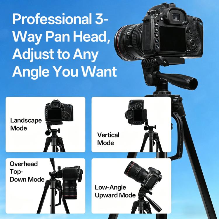 3366 1.4m Portable Phone Live Selfie Tripod DV SLR Camera Stand  - Black