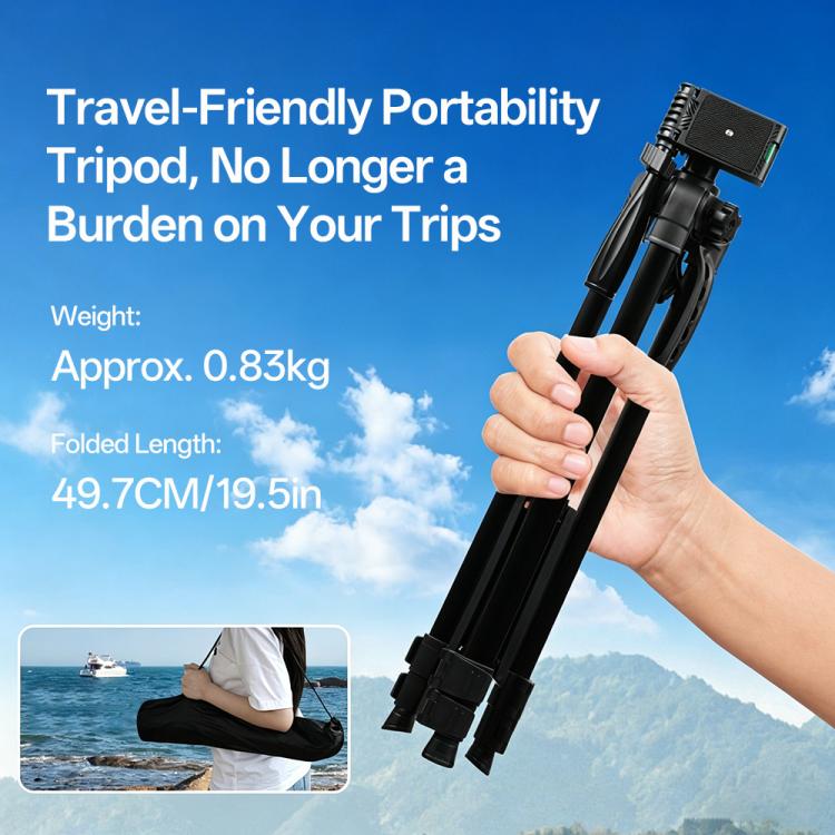 3366 1.4m Portable Phone Live Selfie Tripod DV SLR Camera Stand  - Black