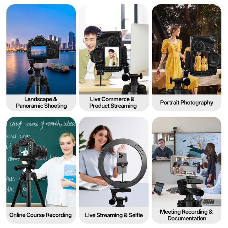 3366 1.4m Portable Phone Live Selfie Tripod DV SLR Camera Stand  - Black