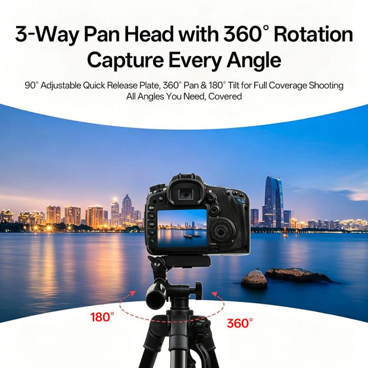 3366 1.4m Portable Phone Live Selfie Tripod DV SLR Camera Stand  - Black