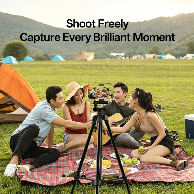 3366 1.4m Portable Phone Live Selfie Tripod DV SLR Camera Stand  - Black
