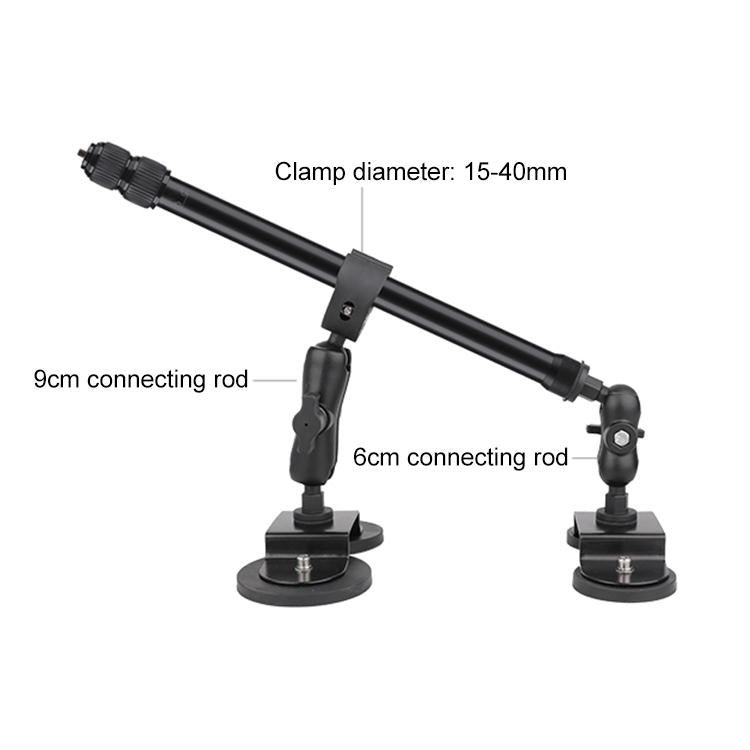 Dual-Leg Magnetic Base Fixed Mount Holder with Selfie Stick Kit for GoPro and Other Action Cameras  - Black