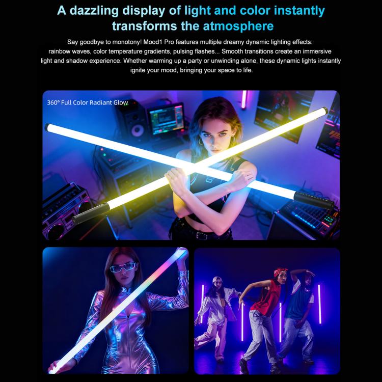 LUXCeO Mood1 Pro 90cm RGB Colorful Atmosphere Rhythm LED Stick Handheld Video Photo Fill Light, No Tripod
