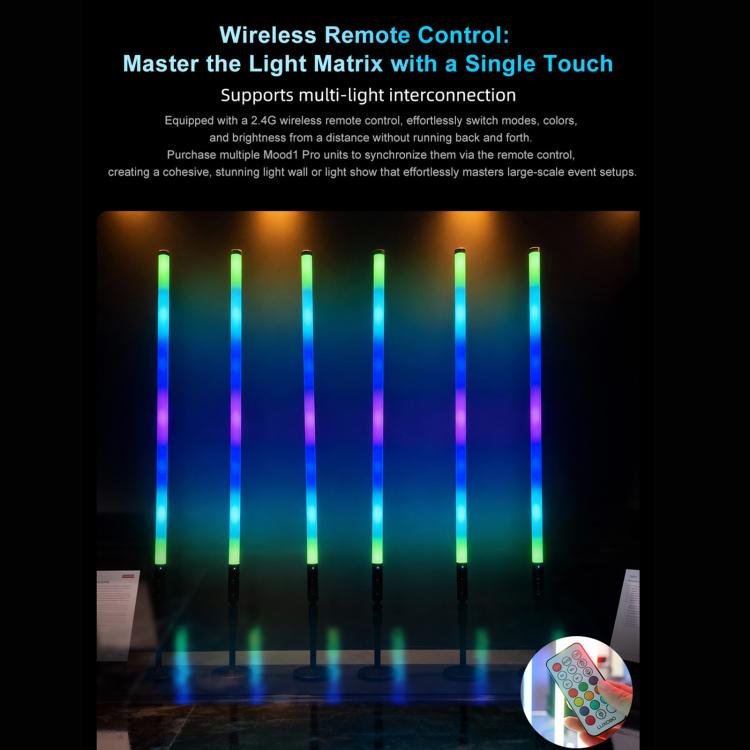 LUXCeO Mood1 Pro 90cm RGB Colorful Atmosphere Rhythm LED Stick Handheld Video Photo Fill Light, No Tripod