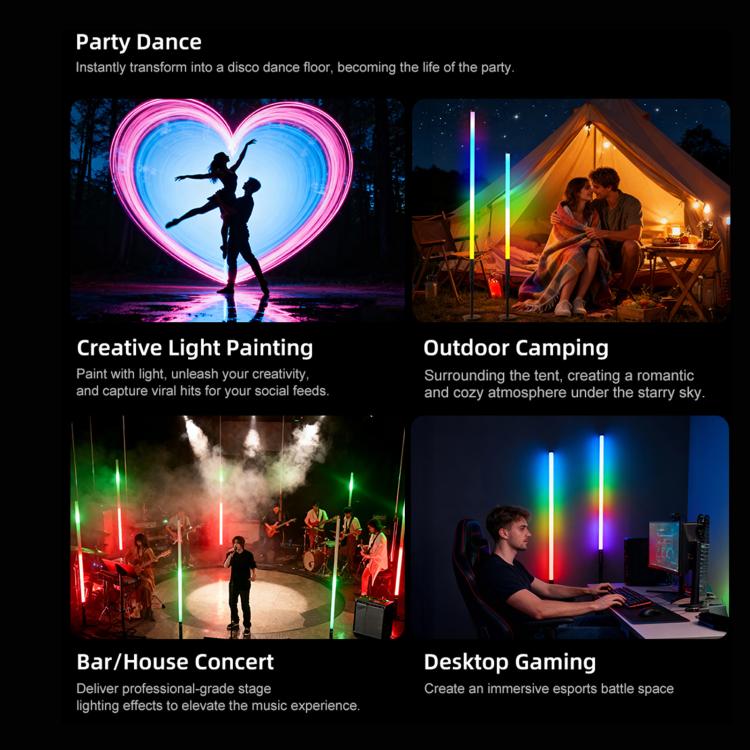 LUXCeO Mood1 Pro 90cm RGB Colorful Atmosphere Rhythm LED Stick Handheld Video Photo Fill Light, No Tripod