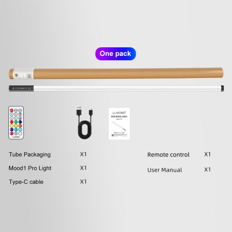 LUXCeO Mood1 Pro 90cm RGB Colorful Atmosphere Rhythm LED Stick Handheld Video Photo Fill Light, No Tripod