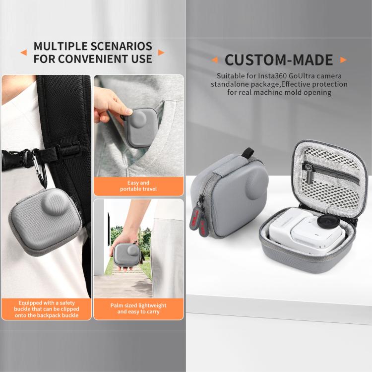 For Insta360 GO Ultra STARTRC Mini Portable Body Diamond Texture PU Storage Bag  - Grey