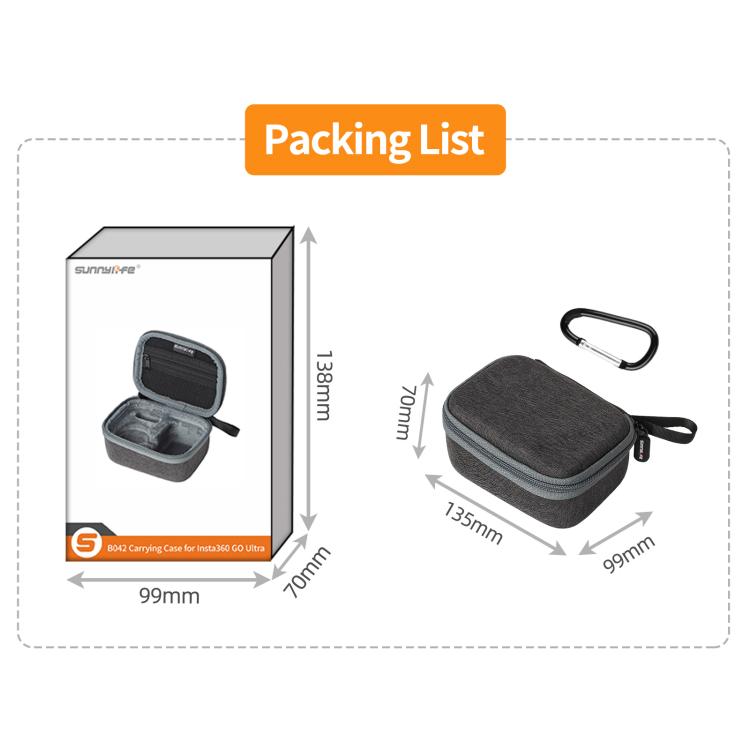 For Insta360 GO Ultra Sunnylife Standard Portable Protective Box Storage Bag  - Black
