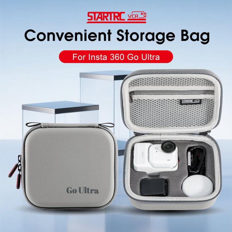 For Insta360 GO Ultra STARTRC Standard Portable Protective Box Diamond Texture PU Storage Bag  - Grey