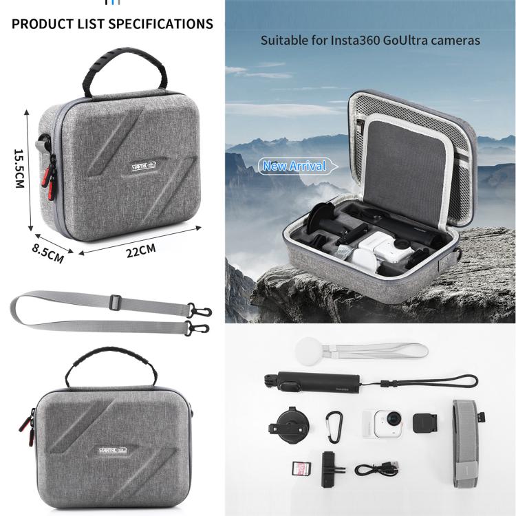 For Insta360 Go Ultra STARTRC Full Kit Portable Handbag Shoulder Nylon Storage Bag  - Grey