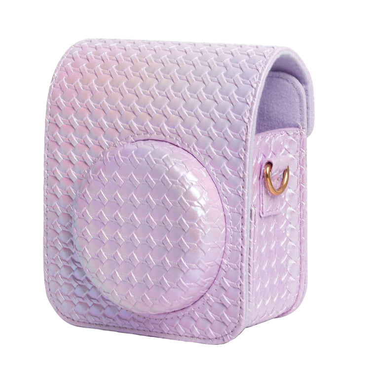 For FUJIFILM instax mini 12 Colorful Woven Leather Case Full Body Camera Bag + Photo Album with Strap