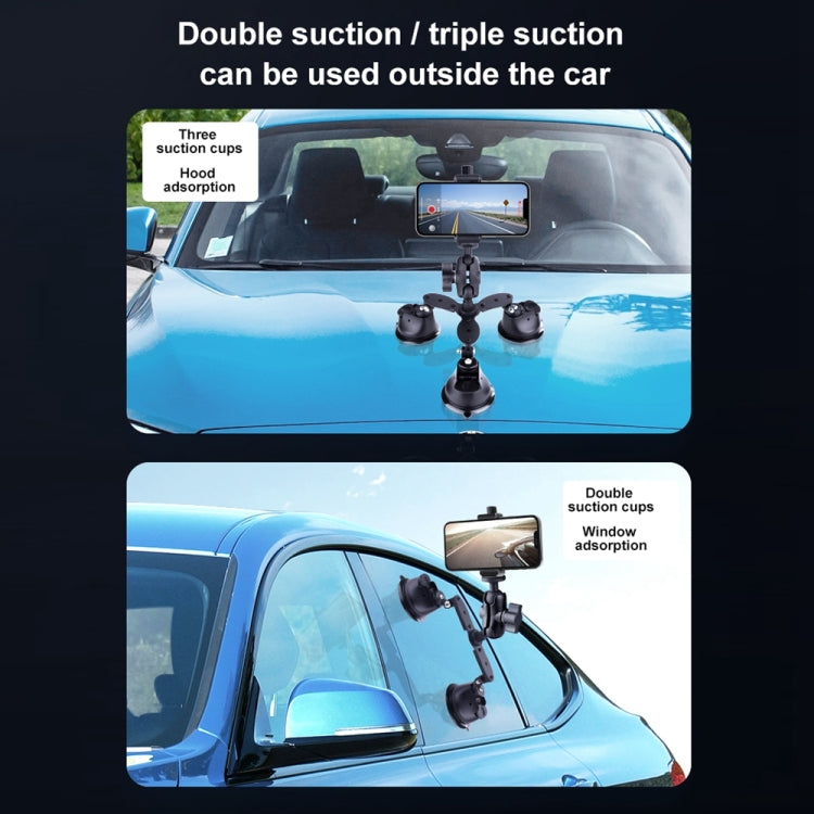 Dual-leg Suction Cup Articulating Friction Magic Arm Phone Clamp Mount (Black)