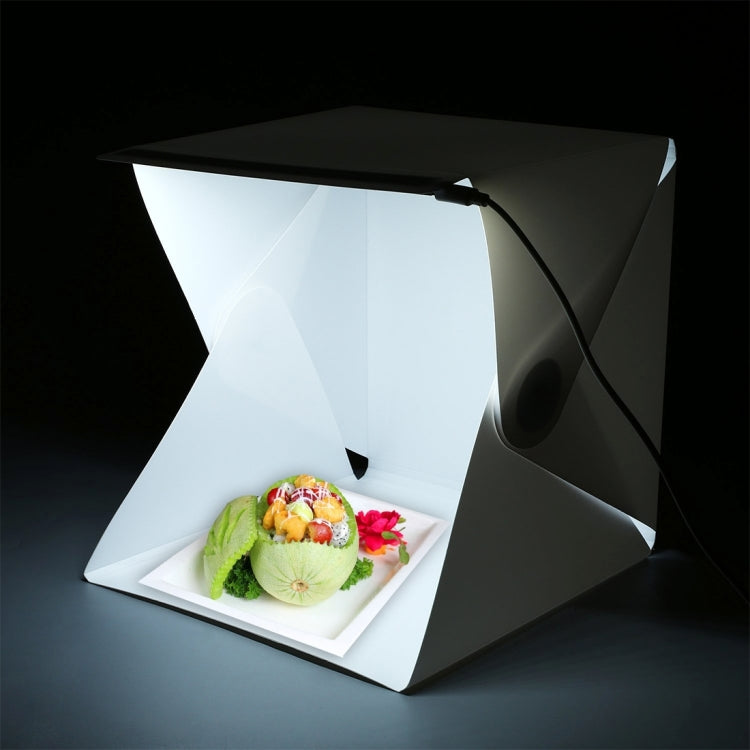 Foldable Portable Mini LED Photo Studio Box with Micro USB Cable & Black and White Background Fabric, Folding Size: 23 x 21.5 x 1.5 cm(White)