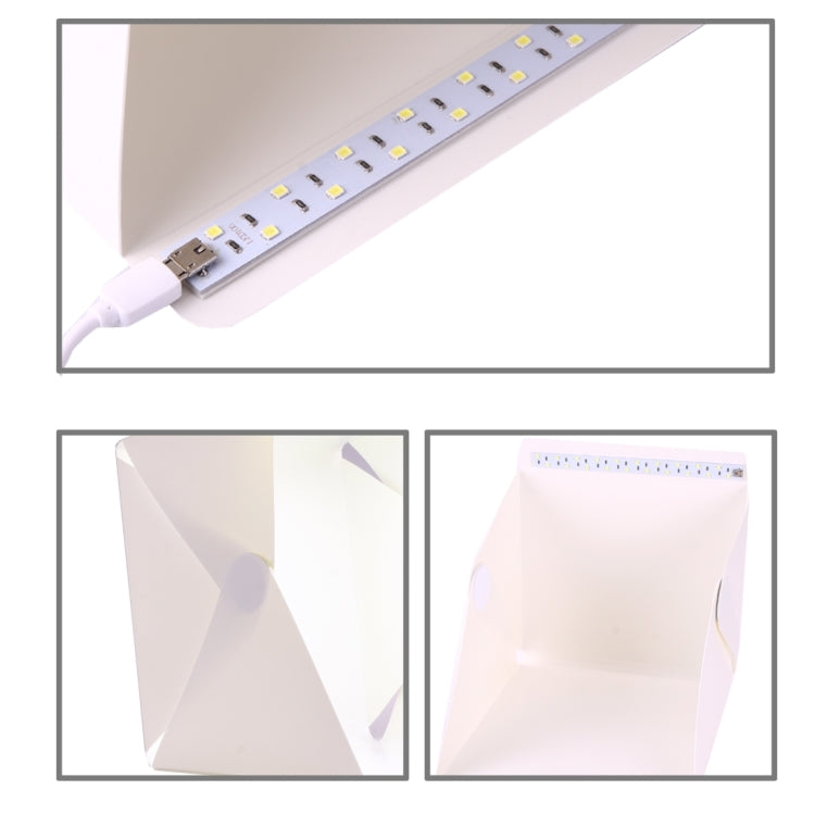 Foldable Portable Mini LED Photo Studio Box with Micro USB Cable & Black and White Background Fabric, Folding Size: 23 x 21.5 x 1.5 cm(White)