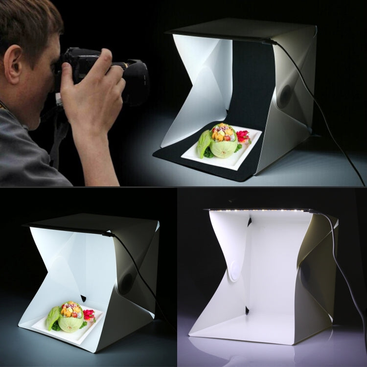 Foldable Portable Mini LED Photo Studio Box with Micro USB Cable & Black and White Background Fabric, Folding Size: 23 x 21.5 x 1.5 cm(White)