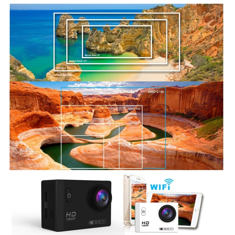 F71 2.0 inch Screen 1080P 170 Degrees Wide Angle WiFi Sport Action Camera Camcorder