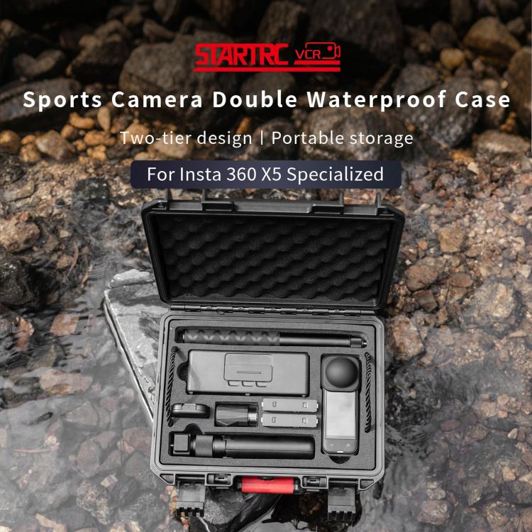For Insta360 X5 STARTRC Waterproof Dual-layer Suitcase Storage Box  - Black