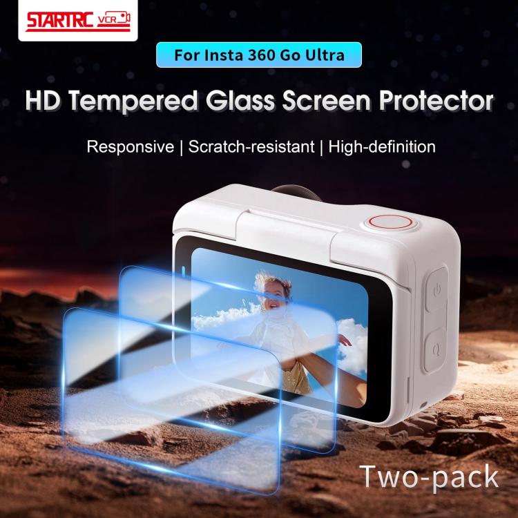 For Insta360 GO Ultra 2pcs STARTRC Screen Tempered Gass Film  - Transparent