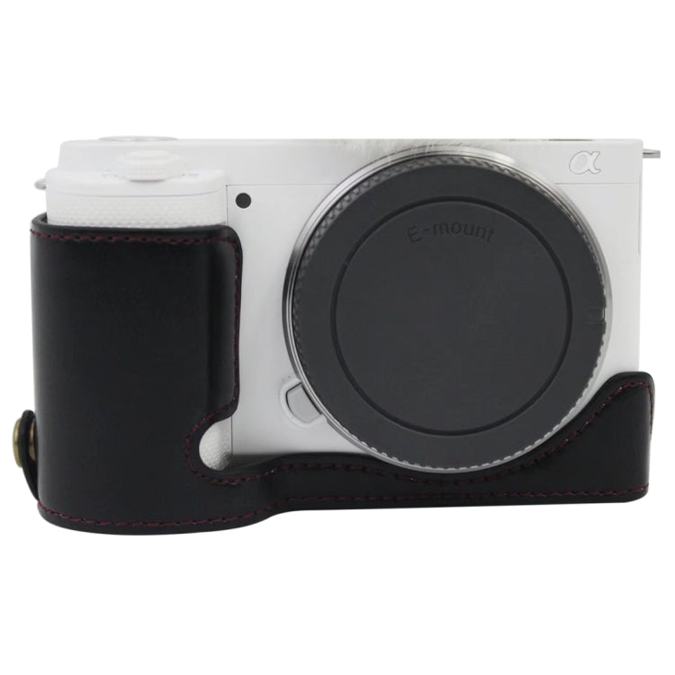 1/4 inch Thread PU Leather Camera Half Case Base for Sony ZV-E10 / ZV-E10L