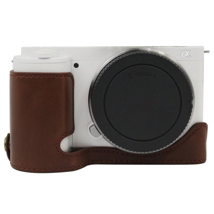 1/4 inch Thread PU Leather Camera Half Case Base for Sony ZV-E10 / ZV-E10L