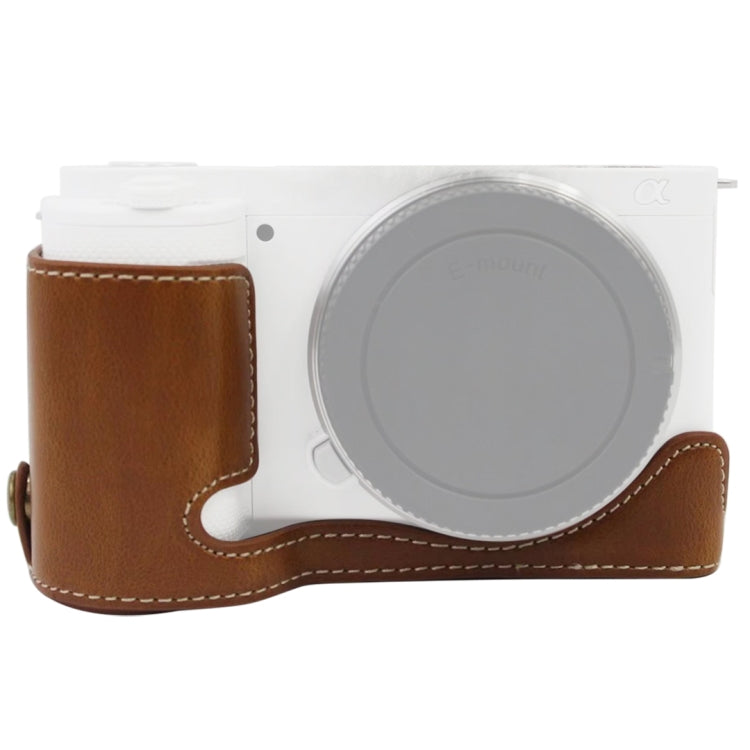 1/4 inch Thread PU Leather Camera Half Case Base for Sony ZV-E10 / ZV-E10L