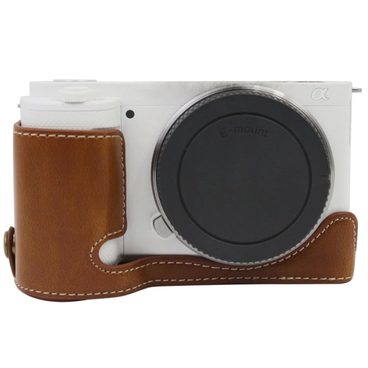 1/4 inch Thread PU Leather Camera Half Case Base for Sony ZV-E10 / ZV-E10L