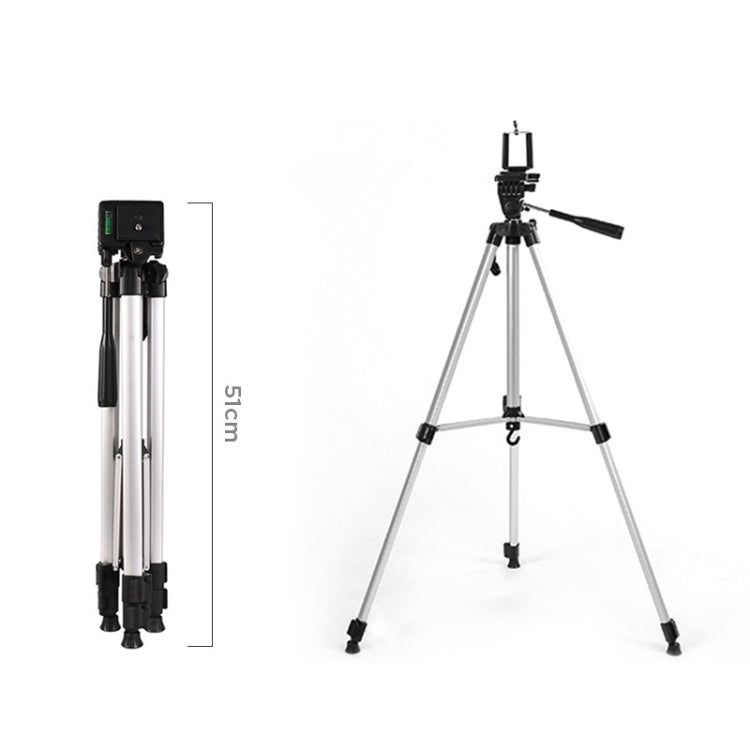 Live Broadcast Tripod 3-Section Folding Legs Aluminum Alloy Tripod Mount with U-Shape Three-Dimensional Tripod Head & Phone Clamp for DSLR & Digital Camera, Adjustable Height: 47.5-133cm