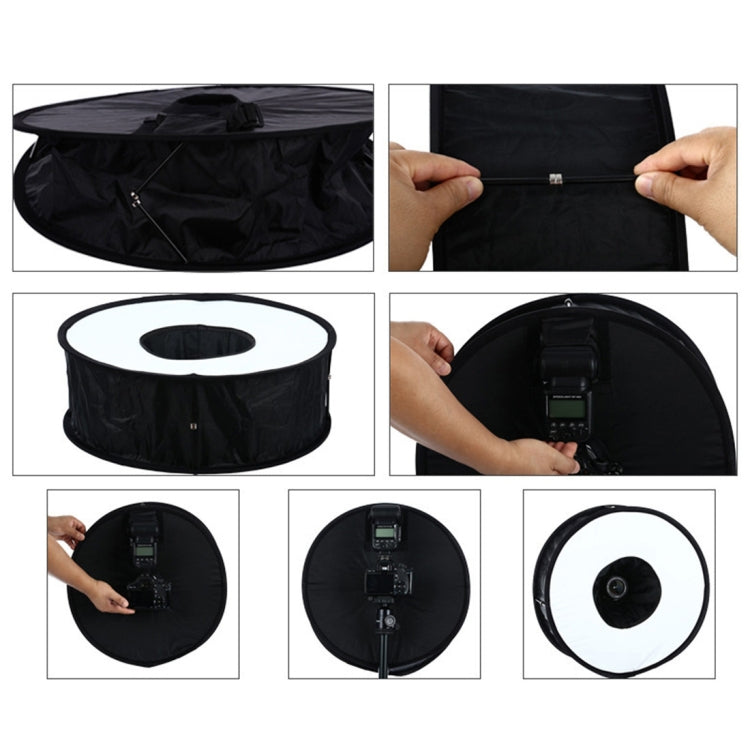 45cm Universal Foldable Ring Style Flash Folding Soft Box, Without Flash Light Holder(Black + White)