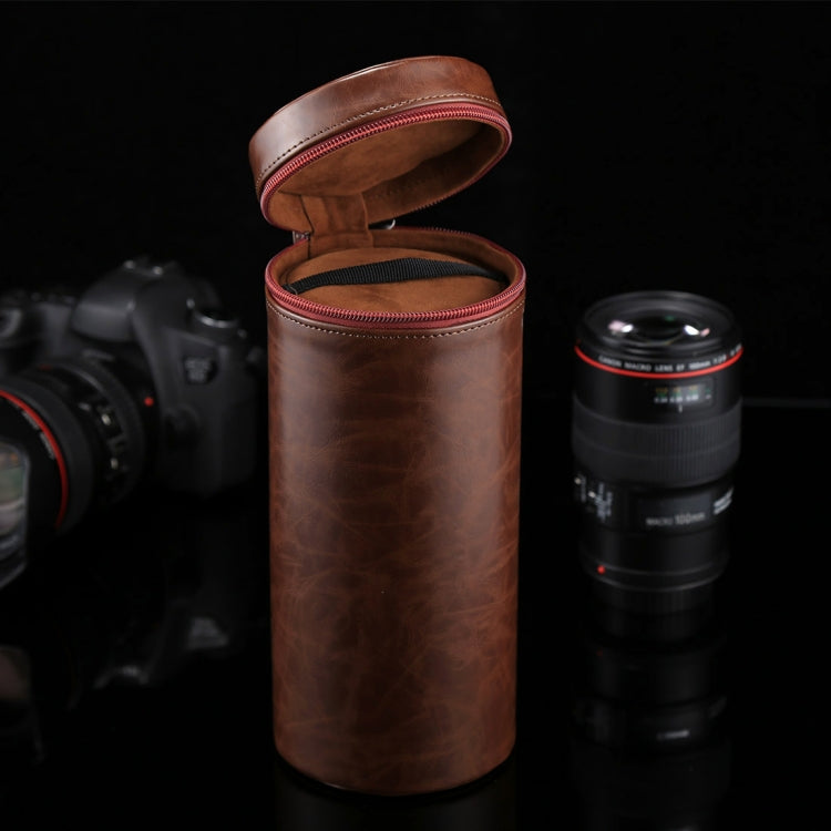 Extra Large Lens Case Zippered PU Leather Pouch Box for DSLR Camera Lens, Size: 24.5*10.5*10.5cm