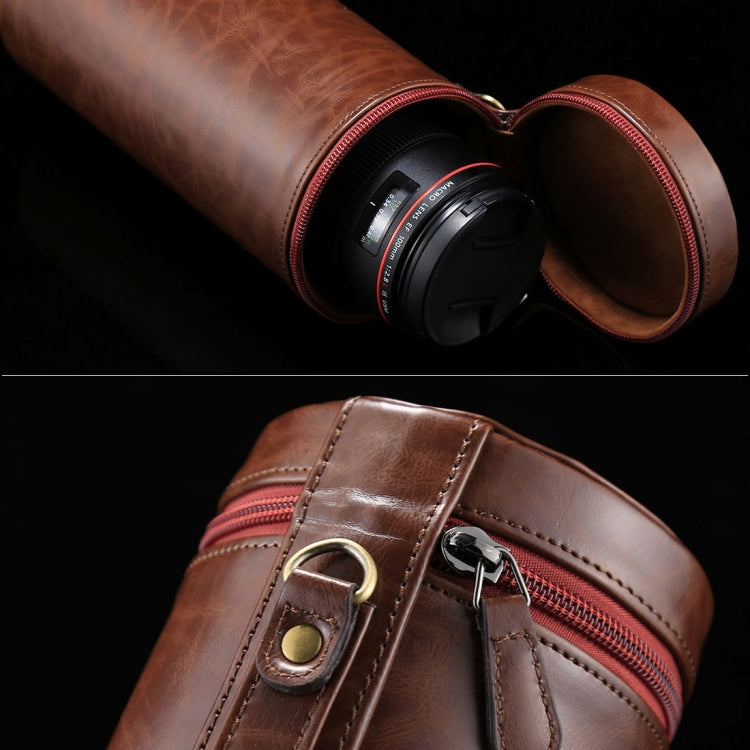 Extra Large Lens Case Zippered PU Leather Pouch Box for DSLR Camera Lens, Size: 24.5*10.5*10.5cm