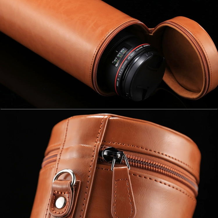 Extra Large Lens Case Zippered PU Leather Pouch Box for DSLR Camera Lens, Size: 24.5*10.5*10.5cm